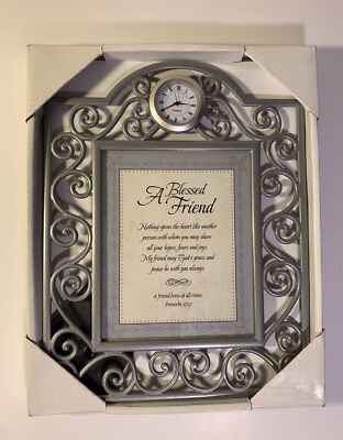 A Blessed Friend Beautiful Frame with Clock And Scripture Silver