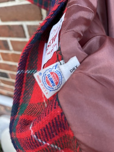 Rothschild Girls Pea Coat Plaid Wool Red Green Preppy Lined - Picture 4 of 4