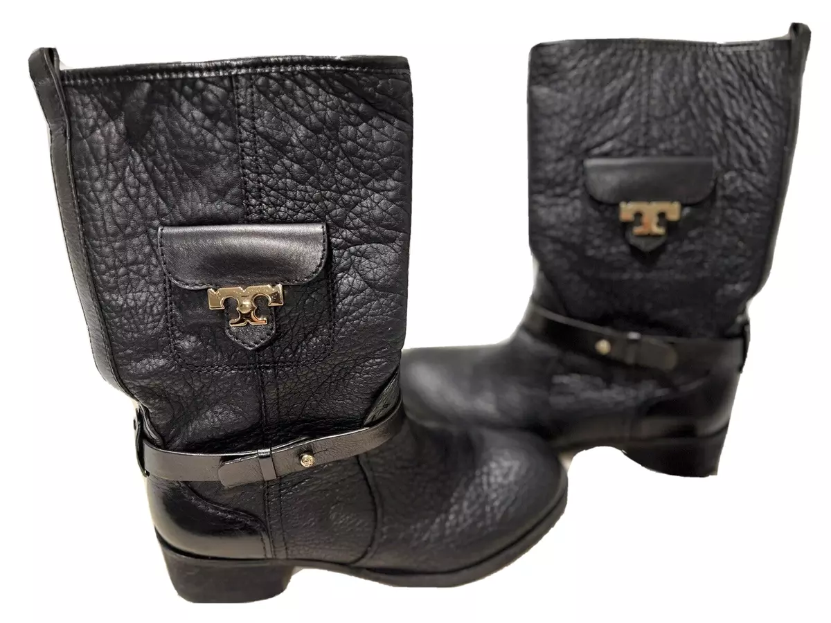 tory burch moto boots 7 black leather