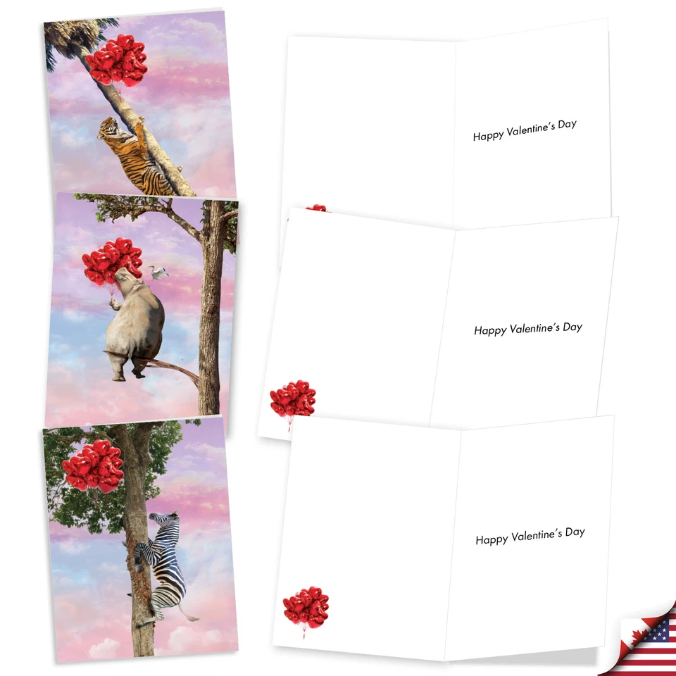 Juego de 20 tarjetas de San Valentín Asst'd 4x5,12" con sobre (10 diseños) animales de árbol Foto 3 de 4