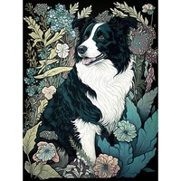 Border Collie Hund Im Wildblumenfeld Kunstdruck Leinwand 30X40 Cm