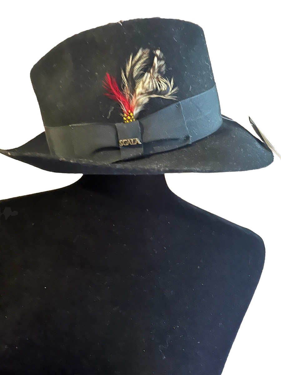 Dorfman Pacific Authentic Scala Hat Black Wool Fedora With