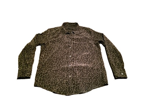 Rails Seidenshirt Damen Größe Medium Kate Oliv Batik Gepard Animal Print Top