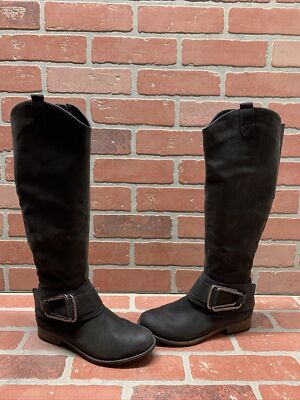 Levity BONITA Gray Faux Suede Side Zip Knee High Riding Boots Women s Size 6 M