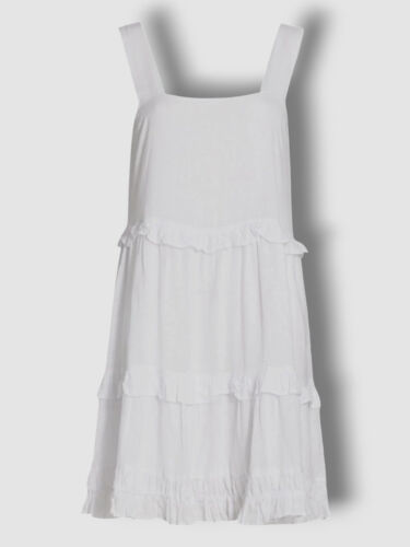 $178 Rails Women's White Square Neck Linen Blend Ruffle A-line Mini Dress Size L - Picture 1 of 4
