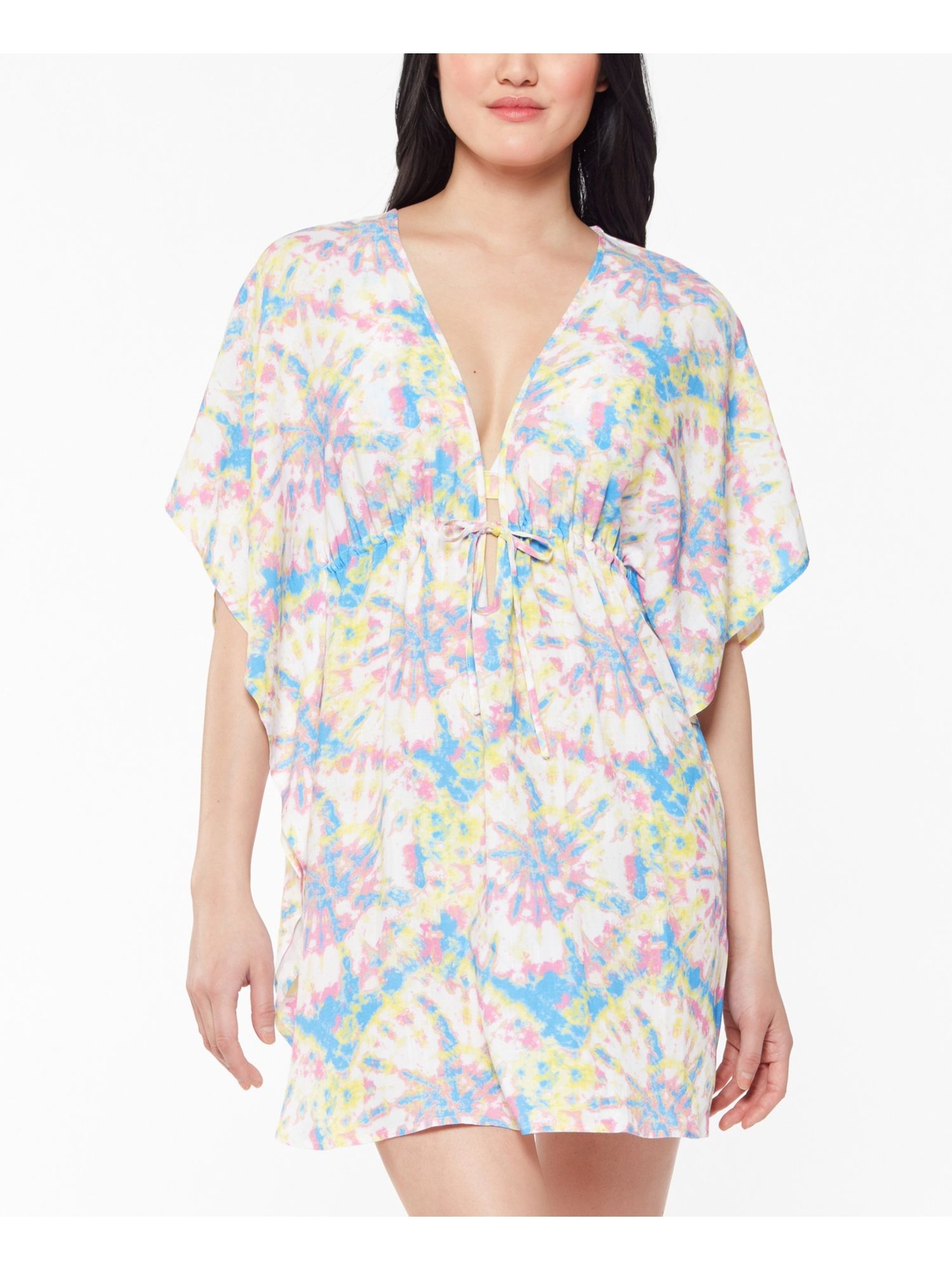 JESSICA SIMPSON Women's Yellow Self-tie Drawstring Waist Swimsuit Cover Up M