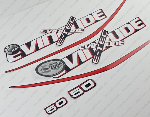 Evinrude 50 hp ETEC outboard engine decals sticker set reproduction Blue Cowl - Picture 2 of 6