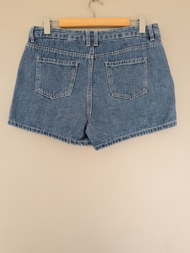 DOTTI Womens Denim Shorts Sz 14 Blue Cotton Lace Detail High Rise Zip Fly Boho - Picture 3 of 6
