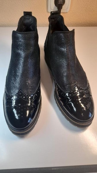 Women Paul Green Boots Black Leather 39.5 #C44K