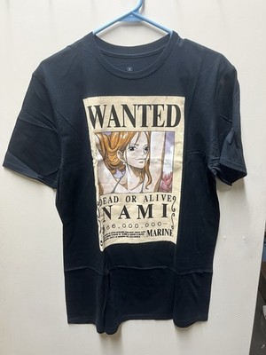 One Piece Nami Full Wanted Poster Anime Adult Short-Sleeve Graphic T-Shirt -M