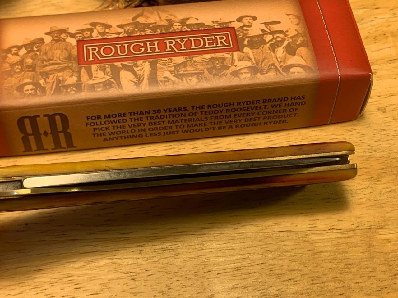 Rough Ryder Large Amber Bone Work Knife Linerlock 4 5/8" Pocket Knife RR772