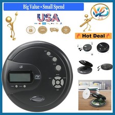 Portable CD Player with FM Radio Anti-Skip Protection Stereo Earbuds Black
