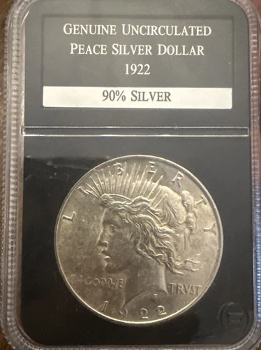 1922 GENUINE UNC PEACE SILVER DOLLAR - PCS STAMPS & COINS