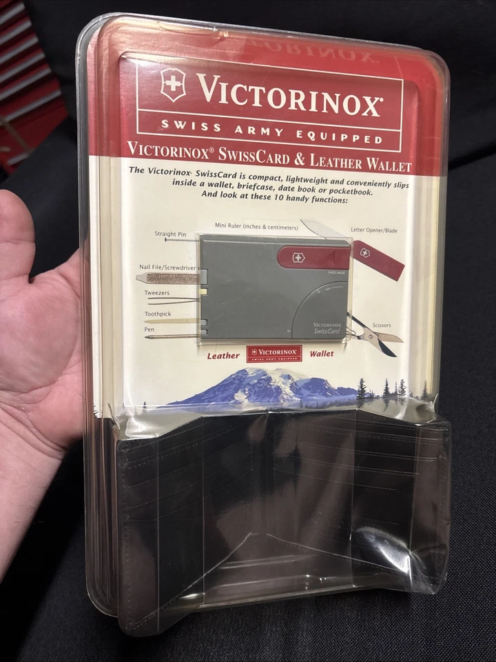 VICTORINOX Swiss Army Equipado SwissCard y Cartera de Cuero Rara De Colección Foto 4 de 4