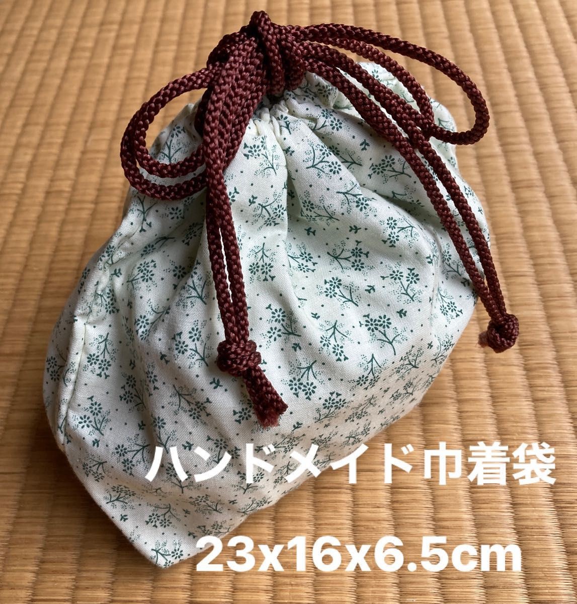 drawstring bag, small flower pattern, Japanese ac… - image 1