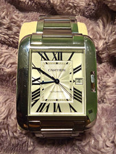 Cartier Tank Anglaise XL 35mm Rectangular Steel Silver Roman Dial Date