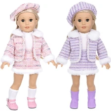 Plush tweed-style clothes set for 18'' American girl doll outfit