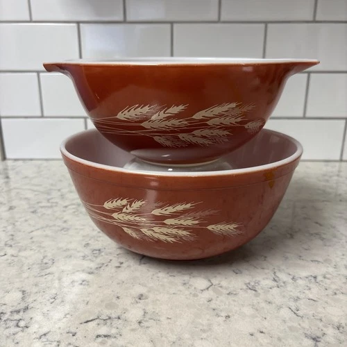 Pyrex Autumn Harvest Wheat Mixing Bowl Set Of  2
