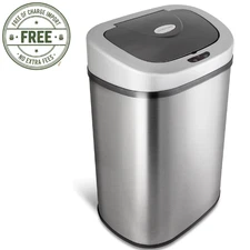 Nine Stars Automatic Trash Can, 21 Gallon Stainless Steel, Motion Sensor, Silver