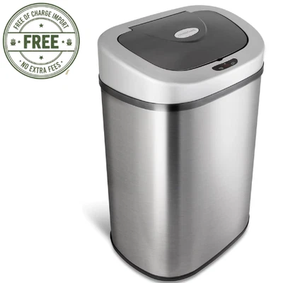 Nine Stars Automatic Trash Can, 21 Gallon Stainless Steel, Motion Sensor, Silver