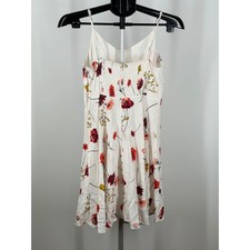 Old Navy Women White Red Floral Poppy Fit & Flare Cami Mini Dress Medium M