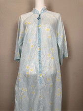 Vintage Lane Bryant Tall Sheer Nightgown Blue Yellow Zip Up