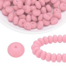 110Pcs Silicone Beads 14mm Lentil Rubber Focal Beads Bulk, Plum Red