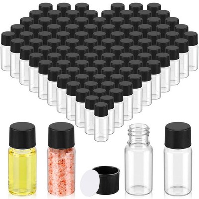 200 Pcs 10ml Small Clear Plastic Bottle with Black Screw Caps Bulk, Mini Empt...