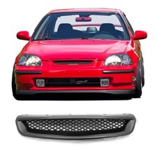, Grille Compatible With 1996-1998 Civic Pre-Facelift Models, ABS Black Front