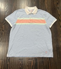 Brooks Brothers Polo Shirt Men  s 2XL Blue White Stripes Cotton