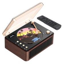 CD Player with Speaker, Retro Portable CD Players for Home with Walnut Brown