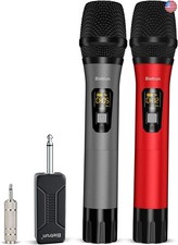 Bietrun Wireless Microphone, Professional UHF Metal Dual Handheld Cordless