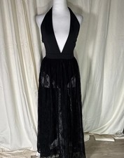 Whimsigoth Black Lace Grunge Witchy Halter Coquette Grunge Dress Size XS