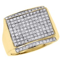 10K Gelbgold Herren Pinky Ring Diamant Rund Brillant Pavé Statement 0.42 Ct