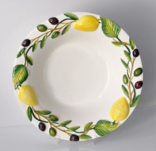 BASSANO KERAMIK Sch&uuml;ssel rund 34 cm ZITRONEN OLIVEN Relief MEDITERRANES GESCHIRR