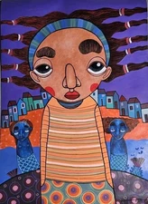 acrylic on cardboard 39x27  in victor francisco Mora cuban beautiful art..