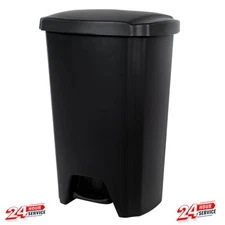 Hefty 12.1 Gallon Trash Can, Plastic Step On Kitchen Trash Can, Black
