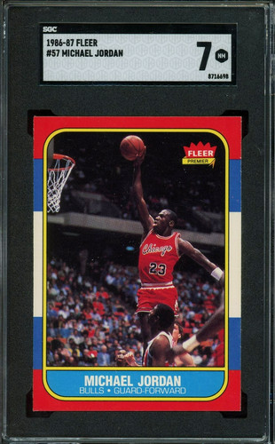 MICHAEL JORDAN SGC 7 1986-87 FLEER #57 ROOKIE CARD RC BULLS NEAR MINT