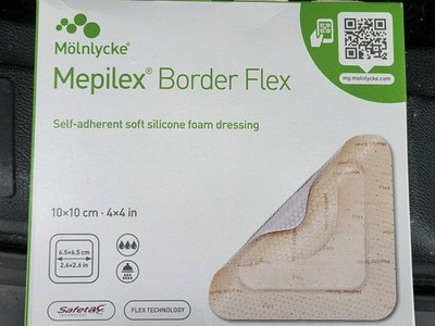 *5-Dressings Molnlycke Mepilex Border Flex 4'' x 4'' Self-Adherent 595300 *5 Boxes
