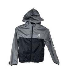 Hurley Youth Windbreaker Jacket Small Gray  Black