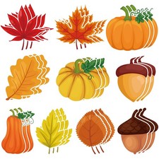 60 Pcs Fall Bulletin Cutouts, Autumn Leaves, Pumpkins, Acorns for Classroom