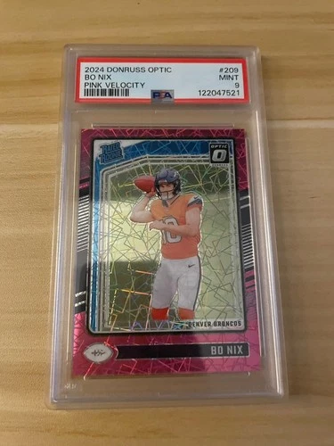 Bo Nix Pink Velocity Rated Rookie Optic /80 PSA 9 🔥 🧊. What A Card. Invest!