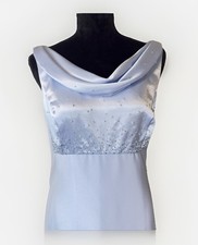Alex Evenings Subtle Light Blue Strapless Cowl Neck Evening Gown