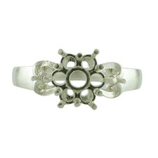 925 Sterling Silver 3mm Round Semi Mount Cluster Ring For Wedding Ring