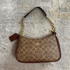 Coach Signature Brown Tan Small Shoulder *com...