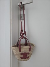CELINE Mini Triomphe Bast/Leder Schultertasch...