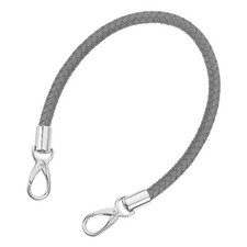 50cm Short Leather PU Braided Purse Replacement Handle Dark Gray Silver