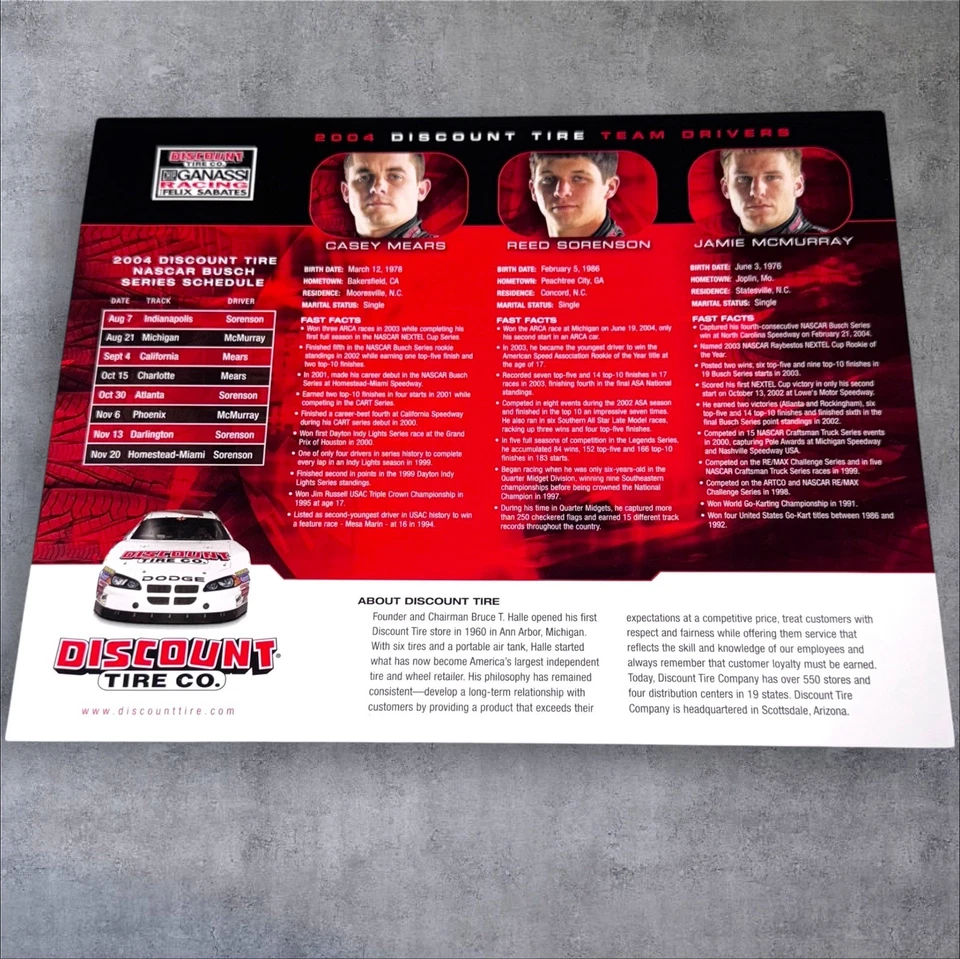 Foto firmada 3X de GANASSI SABATES 2004 Jamie McMurray Reed Sorensen Casey Mears Foto 2 de 2