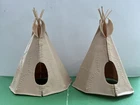 VTG. 1960 Two (2) Marx Fort Apache Stockade #3675 Series 5000 Tan Indian Teepees