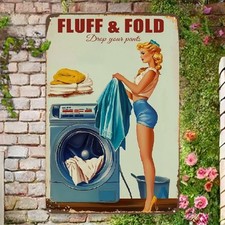 Vintage Laundry Tin Metal Signs Home D cor for Place Your Trousers Here, 8X12 In